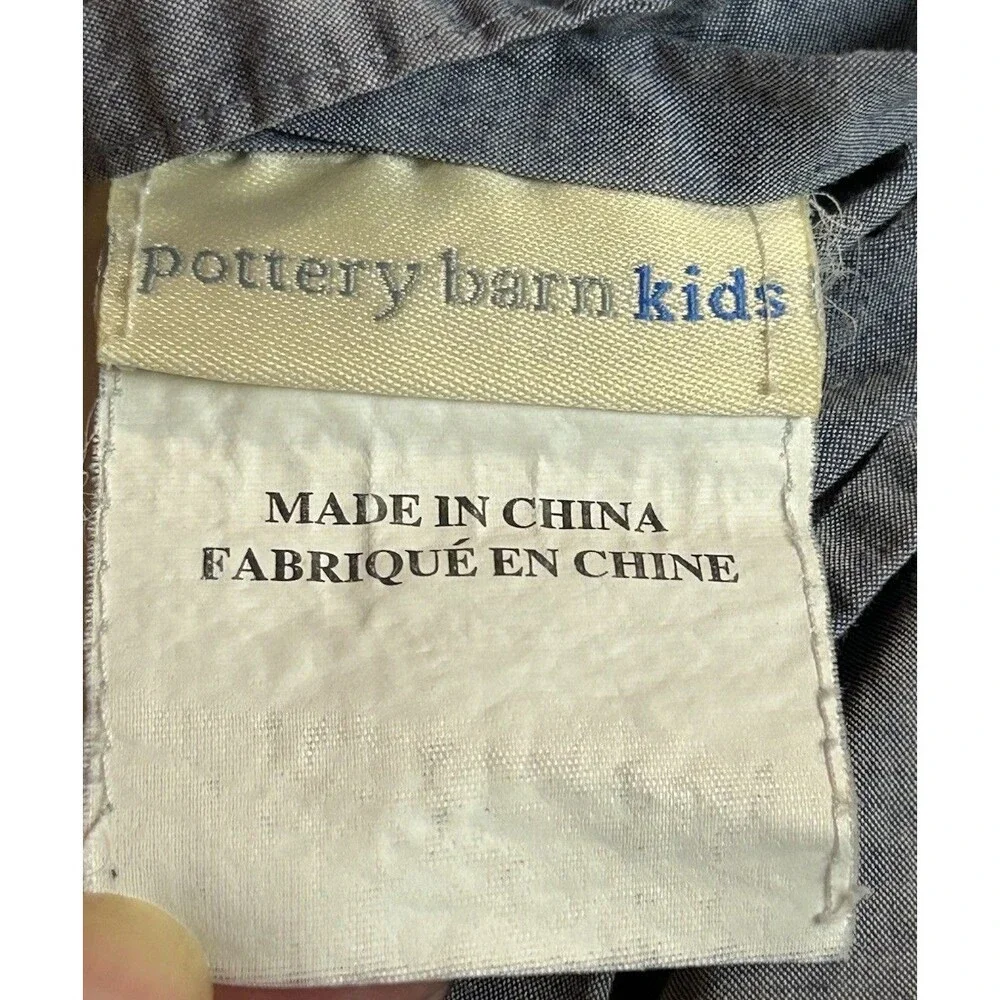 Pottery Barn Standard Pillow Sham Kids Baseball Quilted Red Blue Chambray Brown